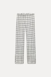 Plaid Textured Pants in Ecru at Zara